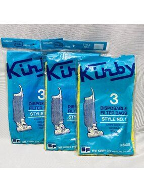 Kirby Style No. 1 3-Pack Disposable Filter Bags Genuine Vacuum Parts 9 Bags (B)